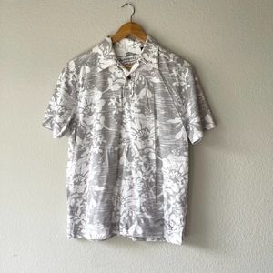 Tommy Bahama Relax White and Gray Polo Shirt Size S